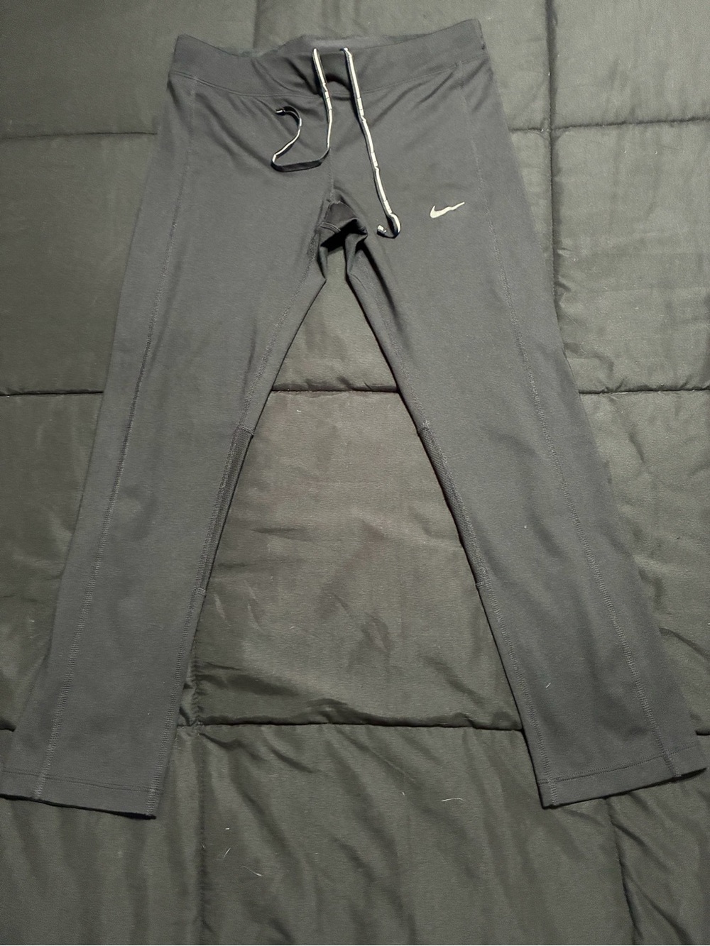 Nike Black Women's Capri Leggings with White Swoosh